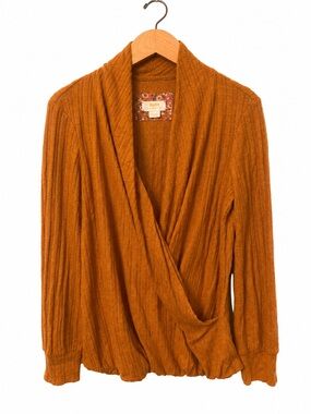 MAEVE BY ANTHROPOLOGIE WRAPPED SWEATER  SIZE MED WOMENS RUST ORANGE